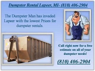 Dumpster rental lapeer 810 406-2904