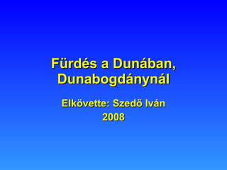 Fürdés a Dunában, Dunabogdánynál Elkövette: Szedő Iván 2008 