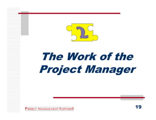 The Work of the
Project Manager


                  19
 