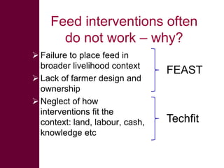 Rapid livestock feed assessment tools to support intervention strategies:  FEAST and Techfit