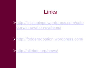 Innovation platforms as spaces for rural change – some experiences from ILRI