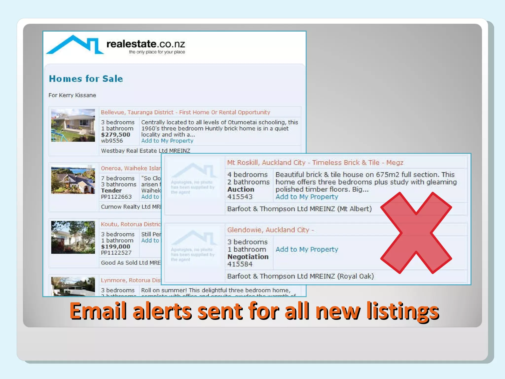 Email alerts sent for all new listings 
