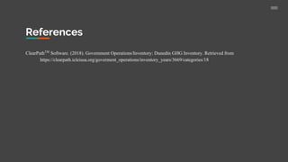 References
ClearPathTM
Software. (2018). Government Operations/Inventory: Dunedin GHG Inventory. Retrieved from
https://clearpath.icleiusa.org/goverment_operations/inventory_years/3669/categories/18
 
