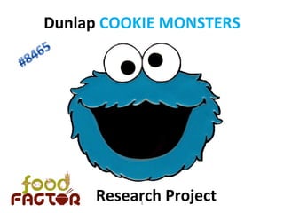 Dunlap COOKIE MONSTERS




     Research Project
          1
 