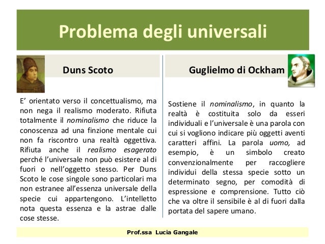 I Filosofi Seguaci Di Guglielmo Di Occam Duns Scoto e Guglielmo di Ockham