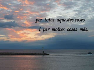 per totes aquestes coses
i per moltes coses més,
 