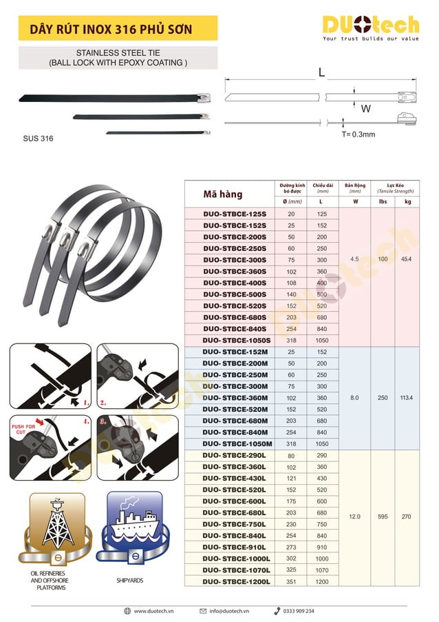 DUO - catalog Day rut inox boc nhua Stainless Steel Cable Ties.pdf