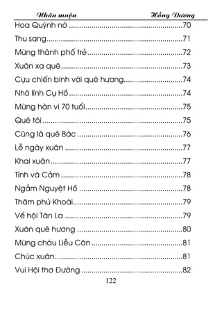 Nh·n muén Hång D­¬ng
122
Hoa Quúnh në ........................................................70
Thu sang....................