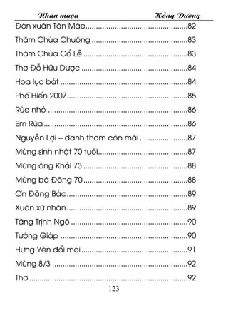 Nh·n muén Hång D­¬ng
123
§ãn xu©n T©n M·o.................................................82
Th¨m Chïa Chu«ng ...............