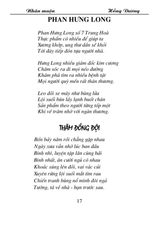 Nh·n muén Hång D­¬ng
17
Phan H­ng Long
Phan H­ng Long sè 7 Trung Hoµ
Thùc phÈm cã nhiÒu ®Ó gióp ta
X­¬ng khíp, ung th­ dÇn...