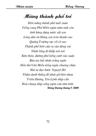 Nh·n muén Hång D­¬ng
72
Mõng thµnh phè trÎ
§ãn mõng thµnh phè tuæi xu©n
TiÕng vang Phè HiÕn ngµn n¨m m·i cßn
Anh hïng dùng...