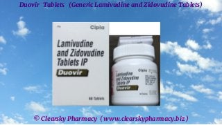 © Clearsky Pharmacy ( www.clearskypharmacy.biz )
Duovir Tablets (Generic Lamivudine and Zidovudine Tablets)
 
