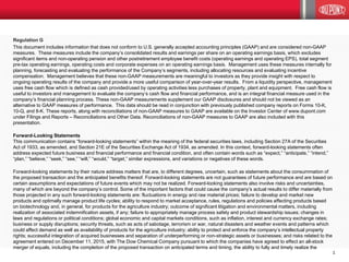 1
Regulation G
This document includes information that does not conform to U.S. generally accepted accounting principles (GAAP) and are considered non-GAAP
measures. These measures include the company’s consolidated results and earnings per share on an operating earnings basis, which excludes
significant items and non-operating pension and other postretirement employee benefit costs (operating earnings and operating EPS), total segment
pre-tax operating earnings, operating costs and corporate expenses on an operating earnings basis. Management uses these measures internally for
planning, forecasting and evaluating the performance of the Company’s segments, including allocating resources and evaluating incentive
compensation. Management believes that these non-GAAP measurements are meaningful to investors as they provide insight with respect to
ongoing operating results of the company and provide a more useful comparison of year-over-year results. From a liquidity perspective, management
uses free cash flow which is defined as cash provided/used by operating activities less purchases of property, plant and equipment. Free cash flow is
useful to investors and management to evaluate the company’s cash flow and financial performance, and is an integral financial measure used in the
company’s financial planning process. These non-GAAP measurements supplement our GAAP disclosures and should not be viewed as an
alternative to GAAP measures of performance. This data should be read in conjunction with previously published company reports on Forms 10-K,
10-Q, and 8-K. These reports, along with reconciliations of non-GAAP measures to GAAP are available on the Investor Center of www.dupont.com
under Filings and Reports – Reconciliations and Other Data. Reconciliations of non-GAAP measures to GAAP are also included with this
presentation.
Forward-Looking Statements
This communication contains “forward-looking statements” within the meaning of the federal securities laws, including Section 27A of the Securities
Act of 1933, as amended, and Section 21E of the Securities Exchange Act of 1934, as amended. In this context, forward-looking statements often
address expected future business and financial performance and financial condition, and often contain words such as “expect,” “anticipate,” “intend,”
“plan,” “believe,” “seek,” “see,” “will,” “would,” “target,” similar expressions, and variations or negatives of these words.
Forward-looking statements by their nature address matters that are, to different degrees, uncertain, such as statements about the consummation of
the proposed transaction and the anticipated benefits thereof. Forward-looking statements are not guarantees of future performance and are based on
certain assumptions and expectations of future events which may not be realized. Forward-looking statements also involve risks and uncertainties,
many of which are beyond the company’s control. Some of the important factors that could cause the company’s actual results to differ materially from
those projected in any such forward-looking statements are: fluctuations in energy and raw material prices; failure to develop and market new
products and optimally manage product life cycles; ability to respond to market acceptance, rules, regulations and policies affecting products based
on biotechnology and, in general, for products for the agriculture industry; outcome of significant litigation and environmental matters, including
realization of associated indemnification assets, if any; failure to appropriately manage process safety and product stewardship issues; changes in
laws and regulations or political conditions; global economic and capital markets conditions, such as inflation, interest and currency exchange rates;
business or supply disruptions; security threats, such as acts of sabotage, terrorism or war, natural disasters and weather events and patterns which
could affect demand as well as availability of products for the agriculture industry; ability to protect and enforce the company’s intellectual property
rights; successful integration of acquired businesses and separation of underperforming or non-strategic assets or businesses; and risks related to the
agreement entered on December 11, 2015, with The Dow Chemical Company pursuant to which the companies have agreed to effect an all-stock
merger of equals, including the completion of the proposed transaction on anticipated terms and timing, the ability to fully and timely realize the
 