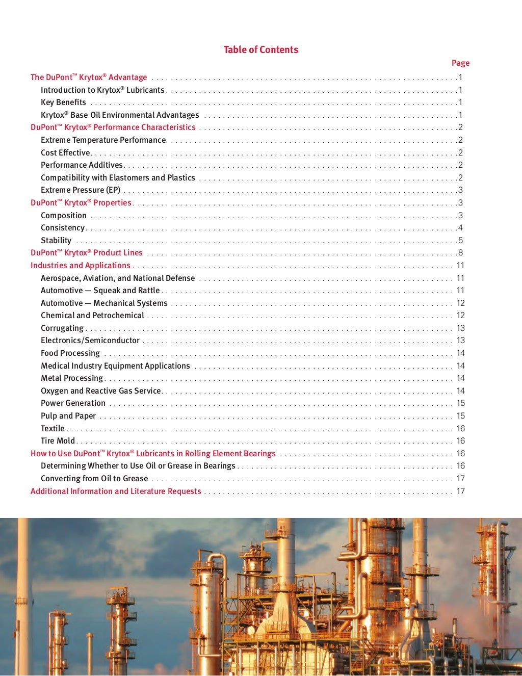 DuPont Krytox Product Overview, H 58505 5