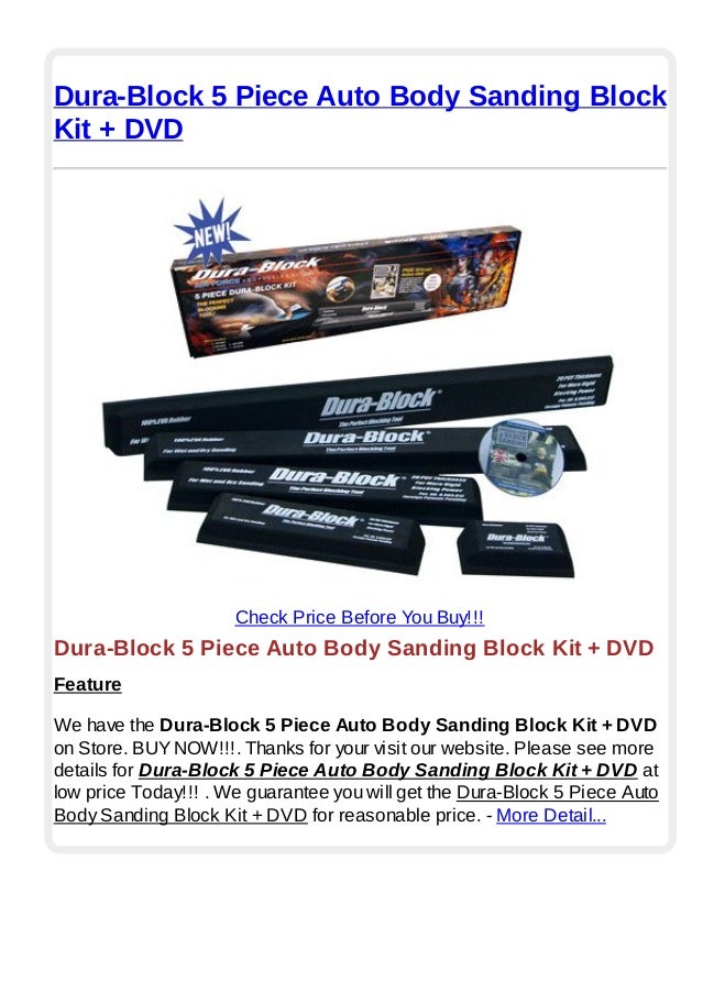 Dura block 5 piece auto body sanding block kit + dvd