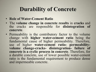 Durability and Permeability of Concrete | PDF