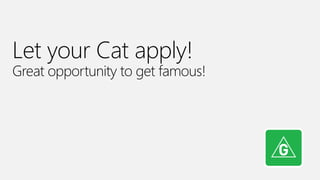 Let your Cat apply!
Great opportunity to get famous!
 