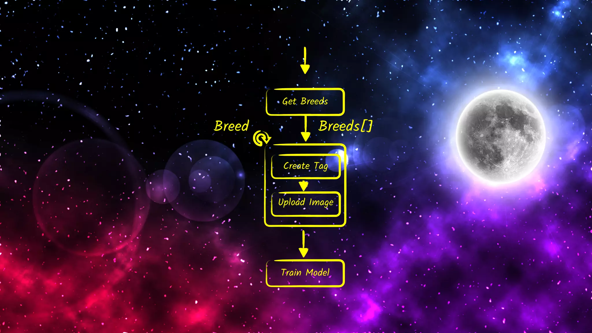 Get Breeds
Train Model
Breed Breeds[]
Create Tag
Upload Image
 