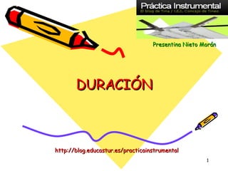 DURACIÓN Presentina   Nieto   Morán http://blog.educastur.es/practicainstrumental 