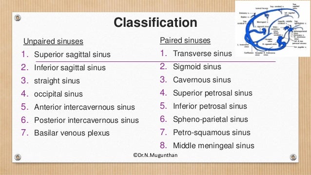 Dural Venous Sinuses Cavernous Sinus Dr N Mugunthan Dural Venous Sinuses Cavernous Sinus Dr N Mugunthan