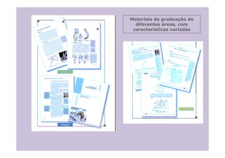 Materiais de graduação de
  diferentes áreas, com
 características variadas
 