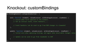 Knockout: customBindings

 