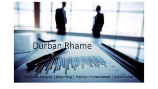 Durban Rhame
Business Analysis | Reporting | Process Improvement | Automation
 