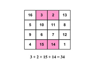 3 + 2 + 15 + 14 = 34