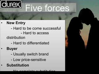 Five forces
• New Entry
- Hard to be come successful
- Hard to access
distribution
- Hard to differentiated
• Buyer
- Usually switch brand
- Low price-sensitive
• Substitution
- No complete substitution
 