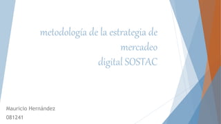 metodología de la estrategia de
mercadeo
digital SOSTAC
Mauricio Hernández
081241
 