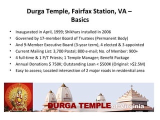 Durga Temple, Fairfax Station, VA –  Basics ,[object Object],[object Object],[object Object],[object Object],[object Object],[object Object],[object Object]