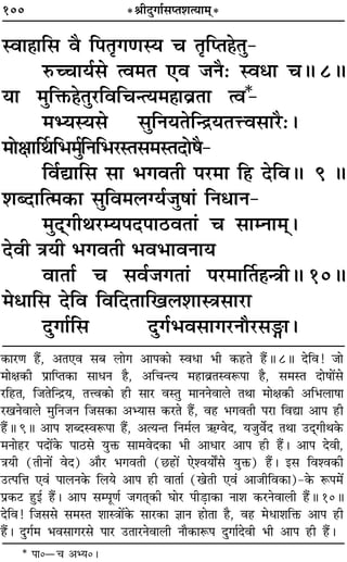 100 *üÊËŒÈªÊ¸‚åÃ‡ÊàÿÊ◊˜*
SﬂÊ„ÔÊÁ‚ ﬂÒ Á¬ÃÎªáÊSÿ ø ÃÎÁåÃ„ÔÃÈ-
L§ëøÊÿ¸‚ àﬂ◊Ã ∞ﬂ ¡ŸÒ— SﬂœÊ øH 8H
ÿÊ ◊ÈÁQ§„ÔÃÈ⁄UÁﬂÁøãàÿ◊„ÔÊﬂ˝ÃÊ àﬂ*-
◊èÿSÿ‚ ‚ÈÁŸÿÃÁãº˝ÿÃûUﬂ‚Ê⁄UÒ—–
◊ÙˇÊÊÌÕÁ÷◊È¸ÁŸÁ÷⁄USÃ‚◊SÃŒÙ·Ò-
Áﬂ¸lÊÁ‚ ‚Ê ÷ªﬂÃË ¬⁄U◊Ê Á„U ŒÁﬂH 9 H
‡ÊéŒÊÁà◊∑§Ê ‚ÈÁﬂ◊‹Çÿ¸¡È·Ê¢ ÁŸœÊŸ-
◊ÈŒ˜˜ªËÕ⁄Uêÿ¬Œ¬Ê∆UﬂÃÊ¢ ø ‚ÊêŸÊ◊˜˜–
ŒﬂË òÊÿË ÷ªﬂÃË ÷ﬂ÷ÊﬂŸÊÿ
ﬂÊÃÊ¸ ø ‚ﬂ¸¡ªÃÊ¢ ¬⁄U◊ÊÌÃ„ÔãòÊËH 10H
◊œÊÁ‚ ŒÁﬂ ÁﬂÁŒÃÊÁπ‹‡ÊÊSòÊ‚Ê⁄UÊ
ŒÈªÊ¸Á‚ ŒÈª¸÷ﬂ‚Êª⁄UŸı⁄U‚XÊ–
∑§Ê⁄UáÊ „Ò¥U, •Ã∞ﬂ ‚’ ‹Êª •Ê¬∑§Ê SﬂœÊ ÷Ë ∑§„UÃ „Ò¥UH 8H ŒÁﬂ! ¡Ê
◊ÊˇÊ∑§Ë ¬˝ÊÁåÃ∑§Ê ‚ÊœŸ „ÒU, •Áøãàÿ ◊„UÊﬂ˝ÃSﬂM§¬Ê „ÒU, ‚◊SÃ ŒÊ·Ê¥‚
⁄UÁ„UÃ, Á¡ÃÁãº˝ÿ, Ãûﬂ∑§Ê „UË ‚Ê⁄U ﬂSÃÈ ◊ÊŸŸﬂÊ‹ ÃÕÊ ◊ÊˇÊ∑§Ë •Á÷‹Ê·Ê
⁄UπŸﬂÊ‹ ◊ÈÁŸ¡Ÿ Á¡‚∑§Ê •èÿÊ‚ ∑§⁄UÃ „Ò¥U, ﬂ„U ÷ªﬂÃË ¬⁄UÊ ÁﬂlÊ •Ê¬ „UË
„Ò¥UH 9H •Ê¬ ‡ÊéŒSﬂM§¬Ê „Ò¥U, •àÿãÃ ÁŸ◊¸‹ ´§ÇﬂŒ, ÿ¡Èﬂ¸Œ ÃÕÊ ©UŒ˜ÔªËÕ∑§
◊ŸÊ„U⁄U ¬ŒÊ¥∑§ ¬Ê∆U‚ ÿÈQ§ ‚Ê◊ﬂŒ∑§Ê ÷Ë •ÊœÊ⁄U •Ê¬ „UË „Ò¥U– •Ê¬ ŒﬂË,
òÊÿË (ÃËŸÊ¥ ﬂŒ) •ÊÒ⁄U ÷ªﬂÃË (¿U„UÊ¥ ∞‡ﬂÿÊZ‚ ÿÈQ§) „Ò¥U– ß‚ Áﬂ‡ﬂ∑§Ë
©Uà¬ÁûÊ ∞ﬂ¢ ¬Ê‹Ÿ∑§ Á‹ÿ •Ê¬ „UË ﬂÊÃÊ¸ (πÃË ∞ﬂ¢ •Ê¡ËÁﬂ∑§Ê)-∑§ M§¬◊¥
¬˝∑§≈U „ÈUß¸ „Ò¥U– •Ê¬ ‚ê¬ÍáÊ¸ ¡ªÃ˜Ô∑§Ë ÉÊÊ⁄U ¬Ë«∏UÊ∑§Ê ŸÊ‡Ê ∑§⁄UŸﬂÊ‹Ë „Ò¥UH 10H
ŒÁﬂ! Á¡‚‚ ‚◊SÃ ‡ÊÊSòÊÊ¥∑§ ‚Ê⁄U∑§Ê ôÊÊŸ „UÊÃÊ „ÒU, ﬂ„U ◊œÊ‡ÊÁQ§ •Ê¬ „UË
„Ò¥U– ŒÈª¸◊ ÷ﬂ‚Êª⁄U‚ ¬Ê⁄U ©UÃÊ⁄UŸﬂÊ‹Ë ŸÊÒ∑§ÊM§¬ ŒÈªÊ¸ŒﬂË ÷Ë •Ê¬ „UË „Ò¥U–
* ¬Ê0óø •èÿ0–
 