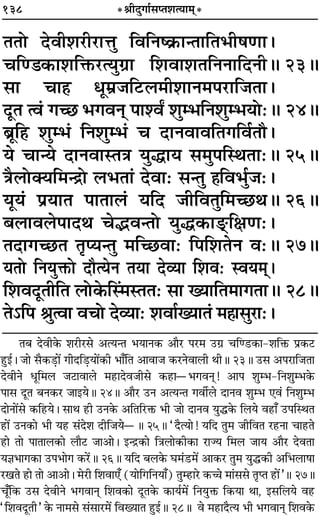 138 *üÊËŒÈªÊ¸‚åÃ‡ÊàÿÊ◊˜*
ÃÃÙ ŒﬂË‡Ê⁄UË⁄UÊûÊÈ ÁﬂÁŸc∑˝§ÊãÃÊÁÃ÷Ë·áÊÊ–
øÁá«∑§Ê‡ÊÁQ§⁄UàÿÈª˝Ê Á‡ÊﬂÊ‡ÊÃÁŸŸÊÁŒŸËH 23H
‚Ê øÊ„Ô œÍ◊˝¡Á≈U‹◊Ë‡ÊÊŸ◊¬⁄UÊÁ¡ÃÊ–
ŒÍÃ àﬂ¢ ªë¿ ÷ªﬂŸ˜ ¬Ê‡ﬂZ ‡ÊÈê÷ÁŸ‡ÊÈê÷ÿÙ—H 24H
’˝ÍÁ„U ‡ÊÈê÷¢ ÁŸ‡ÊÈê÷¢ ø ŒÊŸﬂÊﬂÁÃªÁﬂ¸Ãı–
ÿ øÊãÿ ŒÊŸﬂÊSÃòÊ ÿÈhÊÿ ‚◊È¬ÁSÕÃÊ—H 25H
òÊÒ‹ÙÄÿÁ◊ãº˝Ù ‹÷ÃÊ¢ ŒﬂÊ— ‚ãÃÈ „ÔÁﬂ÷È¸¡—–
ÿÍÿ¢ ¬˝ÿÊÃ ¬ÊÃÊ‹¢ ÿÁŒ ¡ËÁﬂÃÈÁ◊ë¿UÕH 26H
’‹Êﬂ‹¬ÊŒÕ øjﬂãÃÙ ÿÈh∑§Êæ˜˜ ÁˇÊáÊ—–
ÃŒÊªë¿UÃ ÃÎåÿãÃÈ ◊Áë¿UﬂÊ— Á¬Á‡ÊÃŸ ﬂ—H 27H
ÿÃÙ ÁŸÿÈQ§Ù ŒıàÿŸ ÃÿÊ Œ√ÿÊ Á‡Êﬂ— Sﬂÿ◊˜˜–
Á‡ÊﬂŒÍÃËÁÃ ‹Ù∑§ÁS¢◊SÃÃ— ‚Ê ÅÿÊÁÃ◊ÊªÃÊH 28H
Ã˘Á¬ üÊÈàﬂÊ ﬂøÙ Œ√ÿÊ— ‡ÊﬂÊ¸ÅÿÊÃ¢ ◊„Ê‚È⁄UÊ—–
Ã’ ŒﬂË∑§ ‡Ê⁄UË⁄U‚ •àÿãÃ ÷ÿÊŸ∑§ •ÊÒ⁄U ¬⁄U◊ ©Uª˝ øÁá«U∑§Ê-‡ÊÁQ§ ¬˝∑§≈U
„ÈUß¸– ¡Ê ‚Ò∑§«∏UÊ¥ ªËŒÁ«∏UÿÊ¥∑§Ë ÷Ê°ÁÃ •ÊﬂÊ¡ ∑§⁄UŸﬂÊ‹Ë ÕËH 23H ©U‚ •¬⁄UÊÁ¡ÃÊ
ŒﬂËŸ œÍÁ◊‹ ¡≈UÊﬂÊ‹ ◊„UÊŒﬂ¡Ë‚ ∑§„UÊó÷ªﬂŸ˜Ô! •Ê¬ ‡ÊÈê÷-ÁŸ‡ÊÈê÷∑§
¬Ê‚ ŒÍÃ ’Ÿ∑§⁄U ¡ÊßÿH 24H •ÊÒ⁄U ©UŸ •àÿãÃ ªﬂË¸‹ ŒÊŸﬂ ‡ÊÈê÷ ∞ﬂ¢ ÁŸ‡ÊÈê÷
ŒÊŸÊ¥‚ ∑§Á„Uÿ– ‚ÊÕ „UË ©UŸ∑§ •ÁÃÁ⁄UQ§ ÷Ë ¡Ê ŒÊŸﬂ ÿÈh∑§ Á‹ÿ ﬂ„UÊ° ©U¬ÁSÕÃ
„UÊ¥ ©UŸ∑§Ê ÷Ë ÿ„U ‚¢Œ‡Ê ŒËÁ¡ÿóH 25H “ŒÒàÿÊ! ÿÁŒ ÃÈ◊ ¡ËÁﬂÃ ⁄U„UŸÊ øÊ„UÃ
„UÊ ÃÊ ¬ÊÃÊ‹∑§Ê ‹ÊÒ≈U ¡Ê•Ê– ßãº˝∑§Ê ÁòÊ‹Ê∑§Ë∑§Ê ⁄UÊÖÿ Á◊‹ ¡Êÿ •ÊÒ⁄U ŒﬂÃÊ
ÿôÊ÷Êª∑§Ê ©U¬÷Êª ∑§⁄¥UH 26H ÿÁŒ ’‹∑§ ÉÊ◊¢«U◊¥ •Ê∑§⁄U ÃÈ◊ ÿÈh∑§Ë •Á÷‹Ê·Ê
⁄UπÃ „UÊ ÃÊ •Ê•Ê– ◊⁄UË Á‡ÊﬂÊ∞° (ÿÊÁªÁŸÿÊ°) ÃÈê„UÊ⁄U ∑§ìÊ ◊Ê¢‚‚ ÃÎåÃ „UÊ¥”H 27H
øÍ°Á∑§ ©U‚ ŒﬂËŸ ÷ªﬂÊŸ˜Ô Á‡Êﬂ∑§Ê ŒÍÃ∑§ ∑§Êÿ¸◊¥ ÁŸÿÈQ§ Á∑§ÿÊ ÕÊ, ß‚Á‹ÿ ﬂ„U
“Á‡ÊﬂŒÍÃË” ∑§ ŸÊ◊‚ ‚¢‚Ê⁄U◊¥ ÁﬂÅÿÊÃ „ÈUß¸H 28H ﬂ ◊„UÊŒÒàÿ ÷Ë ÷ªﬂÊŸ˜Ô Á‡Êﬂ∑§
 