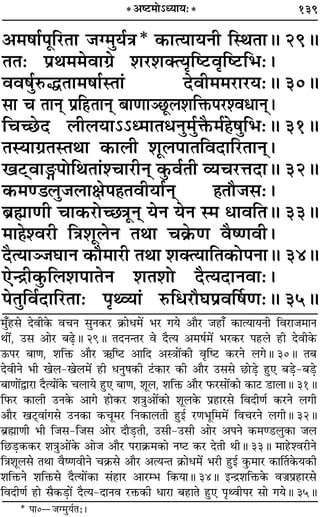 139
•◊·Ê¸¬ÍÁ⁄UÃÊ ¡Ç◊Èÿ¸òÊ* ∑§ÊàÿÊÿŸË ÁSÕÃÊH 29H
ÃÃ— ¬˝Õ◊◊ﬂÊª˝ ‡Ê⁄U‡ÊÄàÿÎÁc≈UﬂÎÁc≈UÁ÷—–
ﬂﬂ·È¸L§hÃÊ◊·Ê¸SÃÊ¢ ŒﬂË◊◊⁄UÊ⁄Uÿ—H 30H
‚Ê ø ÃÊŸ˜ ¬˝Á„UÃÊŸ˜ ’ÊáÊÊÜ¿ÍU‹‡ÊÁQ§¬⁄U‡ﬂœÊŸ˜–
Áøë¿UŒ ‹Ë‹ÿÊ˘˘ä◊ÊÃœŸÈ◊È¸QÒ§◊¸„Ô·ÈÁ÷—H 31H
ÃSÿÊª˝ÃSÃÕÊ ∑§Ê‹Ë ‡ÊÍ‹¬ÊÃÁﬂŒÊÁ⁄UÃÊŸ˜–
π≈U˜˜ﬂÊX¬ÙÁÕÃÊ¢‡øÊ⁄UËŸ˜ ∑È§ﬂ¸ÃË √ÿø⁄UûÊŒÊH 32H
∑§◊á«‹È¡‹ÊˇÊ¬„ÔÃﬂËÿÊ¸Ÿ˜ „ÔÃı¡‚—–
’˝rÊÊáÊË øÊ∑§⁄UÙë¿òÊÍŸ˜ ÿŸ ÿŸ S◊ œÊﬂÁÃH 33H
◊Ê„Ô‡ﬂ⁄UË ÁòÊ‡ÊÍ‹Ÿ ÃÕÊ ø∑˝§áÊ ﬂÒcáÊﬂË–
ŒÒàÿÊÜ¡ÉÊÊŸ ∑§ı◊Ê⁄UË ÃÕÊ ‡ÊÄàÿÊÁÃ∑§Ù¬ŸÊH 34H
∞ãº˝Ë∑È§Á‹‡Ê¬ÊÃŸ ‡ÊÃ‡ÊÙ ŒÒàÿŒÊŸﬂÊ—–
¬ÃÈÁﬂ¸ŒÊÁ⁄UÃÊ— ¬Îâ√ÿÊ¢ L§Áœ⁄UıÉÊ¬˝ﬂÌ·áÊ—H 35H
* •c≈U◊Ù˘äÿÊÿ—*
◊È°„U‚ ŒﬂË∑§ ﬂøŸ ‚ÈŸ∑§⁄U ∑˝§Êœ◊¥ ÷⁄U ªÿ •ÊÒ⁄U ¡„UÊ° ∑§ÊàÿÊÿŸË Áﬂ⁄UÊ¡◊ÊŸ
ÕË¥, ©U‚ •Ê⁄U ’…∏UH 29H ÃŒŸãÃ⁄U ﬂ ŒÒàÿ •◊·¸◊¥ ÷⁄U∑§⁄U ¬„U‹ „UË ŒﬂË∑§
™§¬⁄U ’ÊáÊ, ‡ÊÁQ§ •ÊÒ⁄U ´§Ác≈U •ÊÁŒ •SòÊÊ¥∑§Ë ﬂÎÁc≈U ∑§⁄UŸ ‹ªH 30H Ã’
ŒﬂËŸ ÷Ë π‹-π‹◊¥ „UË œŸÈ·∑§Ë ≈¢U∑§Ê⁄U ∑§Ë •ÊÒ⁄U ©U‚‚ ¿UÊ«∏U „ÈU∞ ’«∏U-’«∏U
’ÊáÊÊ¥mÊ⁄UÊ ŒÒàÿÊ¥∑§ ø‹Êÿ „ÈU∞ ’ÊáÊ, ‡ÊÍ‹, ‡ÊÁQ§ •ÊÒ⁄U »§⁄U‚Ê¥∑§Ê ∑§Ê≈U «UÊ‹ÊH 31H
Á»§⁄U ∑§Ê‹Ë ©UŸ∑§ •Êª „UÊ∑§⁄U ‡ÊòÊÈ•Ê¥∑§Ê ‡ÊÍ‹∑§ ¬˝„UÊ⁄U‚ ÁﬂŒËáÊ¸ ∑§⁄UŸ ‹ªË
•ÊÒ⁄U π≈˜UÔﬂÊ¢ª‚ ©UŸ∑§Ê ∑§øÍ◊⁄U ÁŸ∑§Ê‹ÃË „ÈUß¸ ⁄UáÊ÷ÍÁ◊◊¥ Áﬂø⁄UŸ ‹ªËH 32H
’˝rÊÔÊáÊË ÷Ë Á¡‚-Á¡‚ •Ê⁄U ŒÊÒ«∏UÃË, ©U‚Ë-©U‚Ë •Ê⁄U •¬Ÿ ∑§◊á«U‹È∑§Ê ¡‹
Á¿U«∏U∑§∑§⁄U ‡ÊòÊÈ•Ê¥∑§ •Ê¡ •ÊÒ⁄U ¬⁄UÊ∑˝§◊∑§Ê Ÿc≈U ∑§⁄U ŒÃË ÕËH 33H ◊Ê„U‡ﬂ⁄UËŸ
ÁòÊ‡ÊÍ‹‚ ÃÕÊ ﬂÒcáÊﬂËŸ ø∑˝§‚ •ÊÒ⁄U •àÿãÃ ∑˝§Êœ◊¥ ÷⁄UË „ÈUß¸ ∑È§◊Ê⁄U ∑§ÊÌÃ∑§ÿ∑§Ë
‡ÊÁQ§Ÿ ‡ÊÁQ§‚ ŒÒàÿÊ¥∑§Ê ‚¢„UÊ⁄U •Ê⁄Uê÷ Á∑§ÿÊH 34H ßãº˝‡ÊÁQ§∑§ ﬂÖÊ˝¬˝„UÊ⁄U‚
ÁﬂŒËáÊ¸ „UÊ ‚Ò∑§«∏UÊ¥ ŒÒàÿ-ŒÊŸﬂ ⁄UQ§∑§Ë œÊ⁄UÊ ’„UÊÃ „ÈU∞ ¬ÎâﬂË¬⁄U ‚Ê ªÿH 35H
* ¬Ê0ó¡Ç◊Èÿ¸Ã—–
 