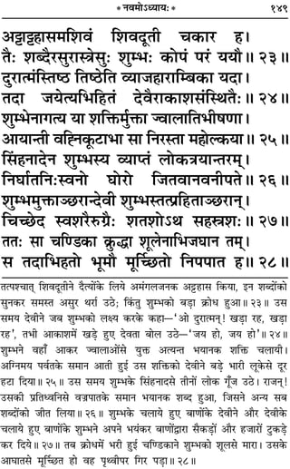 149
•^Ê^„ÔÊ‚◊Á‡Êﬂ¢ Á‡ÊﬂŒÍÃË ø∑§Ê⁄U „Ô–
ÃÒ— ‡ÊéŒÒ⁄U‚È⁄UÊSòÊ‚È— ‡ÊÈê÷— ∑§Ù¬¢ ¬⁄U¢ ÿÿıH 23H
ŒÈ⁄UÊà◊¢ÁSÃc∆U ÁÃc∆UÁÃ √ÿÊ¡„ÔÊ⁄UÊÁê’∑§Ê ÿŒÊ–
ÃŒÊ ¡ÿàÿÁ÷Á„UÃ¢ ŒﬂÒ⁄UÊ∑§Ê‡Ê‚¢ÁSÕÃÒ—H 24H
‡ÊÈê÷ŸÊªàÿ ÿÊ ‡ÊÁQ§◊È¸Q§Ê ÖﬂÊ‹ÊÁÃ÷Ë·áÊÊ–
•ÊÿÊãÃË ﬂÁ±Ÿ∑Í§≈UÊ÷Ê ‚Ê ÁŸ⁄USÃÊ ◊„ÙÀ∑§ÿÊH 25H
Á‚¢ „ÔŸÊŒŸ ‡ÊÈê÷Sÿ √ÿÊåÃ¢ ‹Ù∑§òÊÿÊãÃ⁄U◊˜˜–
ÁŸÉÊÊ¸ÃÁŸ—SﬂŸÙ ÉÊÙ⁄UÙ Á¡ÃﬂÊŸﬂŸË¬ÃH 26H
‡ÊÈê÷◊ÈQ§ÊÜ¿U⁄UÊãŒﬂË ‡ÊÈê÷SÃà¬˝Á„UÃÊÜ¿U⁄UÊŸ˜–
Áøë¿UŒ Sﬂ‡Ê⁄UÒL§ª˝Ò— ‡ÊÃ‡ÊÙ˘Õ ‚„Ôd‡Ê—H 27H
ÃÃ— ‚Ê øÁá«∑§Ê ∑˝È§hÊ ‡ÊÍ‹ŸÊÁ÷¡ÉÊÊŸ Ã◊˜˜–
‚ ÃŒÊÁ÷„ÔÃÙ ÷Í◊ı ◊ÍÌë¿UÃÙ ÁŸ¬¬ÊÃ „ÔH 28H
* Ÿﬂ◊Ù˘äÿÊÿ—*
Ãà¬‡øÊÃ˜Ô Á‡ÊﬂŒÍÃËŸ ŒÒàÿÊ¥∑§ Á‹ÿ •◊¢ª‹¡Ÿ∑§ •^ÔU„UÊ‚ Á∑§ÿÊ, ßŸ ‡ÊéŒÊ¥∑§Ê
‚ÈŸ∑§⁄U ‚◊SÃ •‚È⁄U Õ⁄UÊ¸ ©U∆U; Á∑¢§ÃÈ ‡ÊÈê÷∑§Ê ’«∏UÊ ∑˝§Êœ „ÈU•ÊH 23H ©U‚
‚◊ÿ ŒﬂËŸ ¡’ ‡ÊÈê÷∑§Ê ‹ˇÿ ∑§⁄U∑§ ∑§„UÊó“•Ê ŒÈ⁄UÊà◊Ÿ˜Ô! π«∏UÊ ⁄U„U, π«∏UÊ
⁄U„U”, Ã÷Ë •Ê∑§Ê‡Ê◊¥ π«∏U „ÈU∞ ŒﬂÃÊ ’Ê‹ ©U∆Uó“¡ÿ „UÊ, ¡ÿ „UÊ”H 24H
‡ÊÈê÷Ÿ ﬂ„UÊ° •Ê∑§⁄U ÖﬂÊ‹Ê•Ê¥‚ ÿÈQ§ •àÿãÃ ÷ÿÊŸ∑§ ‡ÊÁQ§ ø‹ÊÿË–
•ÁÇŸ◊ÿ ¬ﬂ¸Ã∑§ ‚◊ÊŸ •ÊÃË „ÈUß¸ ©U‚ ‡ÊÁQ§∑§Ê ŒﬂËŸ ’«∏U ÷Ê⁄UË ‹Í∑§‚ ŒÍ⁄U
„U≈UÊ ÁŒÿÊH 25H ©U‚ ‚◊ÿ ‡ÊÈê÷∑§ Á‚¢„UŸÊŒ‚ ÃËŸÊ¥ ‹Ê∑§ ªÍ°¡ ©U∆U– ⁄UÊ¡Ÿ˜Ô!
©U‚∑§Ë ¬˝ÁÃäﬂÁŸ‚ ﬂÖÊ˝¬ÊÃ∑§ ‚◊ÊŸ ÷ÿÊŸ∑§ ‡ÊéŒ „ÈU•Ê, Á¡‚Ÿ •ãÿ ‚’
‡ÊéŒÊ¥∑§Ê ¡ËÃ Á‹ÿÊH 26H ‡ÊÈê÷∑§ ø‹Êÿ „ÈU∞ ’ÊáÊÊ¥∑§ ŒﬂËŸ •ÊÒ⁄U ŒﬂË∑§
ø‹Êÿ „ÈU∞ ’ÊáÊÊ¥∑§ ‡ÊÈê÷Ÿ •¬Ÿ ÷ÿ¢∑§⁄U ’ÊáÊÊ¥mÊ⁄UÊ ‚Ò∑§«∏UÊ¥ •ÊÒ⁄U „U¡Ê⁄UÊ¥ ≈ÈU∑§«∏U
∑§⁄U ÁŒÿH 27H Ã’ ∑˝§Êœ◊¥ ÷⁄UË „ÈUß¸ øÁá«U∑§ÊŸ ‡ÊÈê÷∑§Ê ‡ÊÍ‹‚ ◊Ê⁄UÊ– ©U‚∑§
•ÊÉÊÊÃ‚ ◊ÍÌë¿UÃ „UÊ ﬂ„U ¬ÎâﬂË¬⁄U Áª⁄U ¬«∏UÊH 28H
 
