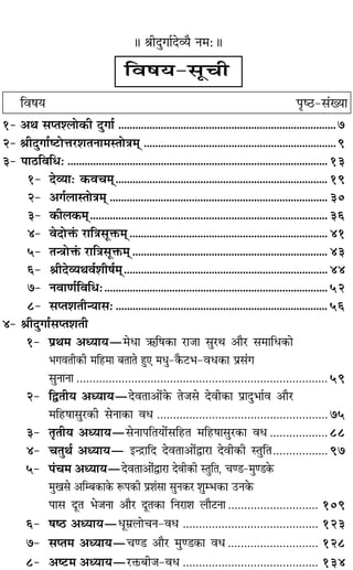 Áﬂ·ÿ ¬Îc∆U-‚¢ÅÿÊ
1- •Õ ‚åÃ‡‹Ù∑§Ë ŒÈªÊ¸ .............................................................................7
2- üÊËŒÈªÊ¸c≈UÙûÊ⁄U‡ÊÃŸÊ◊SÃÙòÊ◊˜˜ ....................................................................9
3- ¬Ê∆UÁﬂÁœ— ............................................................................................13
1- Œ√ÿÊ— ∑§ﬂø◊˜˜........................................................................... 19
2- •ª¸‹ÊSÃÙòÊ◊˜˜ ............................................................................. 30
3- ∑§Ë‹∑§◊˜˜....................................................................................36
4- ﬂŒÙQ¢§ ⁄UÊÁòÊ‚ÍQ§◊˜˜...................................................................... 41
5- ÃãòÊÙQ¢§ ⁄UÊÁòÊ‚ÍQ§◊˜˜ ..................................................................... 43
6- üÊËŒ√ÿÕﬂ¸‡ÊË·¸◊˜˜........................................................................44
7- ŸﬂÊáÊ¸ÁﬂÁœ—...............................................................................52
8- ‚åÃ‡ÊÃËãÿÊ‚— ........................................................................... 56
4- üÊËŒÈªÊ¸‚åÃ‡ÊÃË
1- ¬˝Õ◊ •äÿÊÿó◊œÊ ´§Á·∑§Ê ⁄UÊ¡Ê ‚È⁄UÕ •ı⁄U ‚◊ÊÁœ∑§Ù
÷ªﬂÃË∑§Ë ◊Á„U◊Ê ’ÃÊÃ „ÈÔ∞ ◊äÊÈ-∑Ò§≈U÷-ﬂœ∑§Ê ¬˝‚¢ª
‚ÈŸÊŸÊ ..............................................................................59
2- ÁmÃËÿ •äÿÊÿóŒﬂÃÊ•Ù¢∑§ Ã¡‚ ŒﬂË∑§Ê ¬˝ÊŒÈ÷Ê¸ﬂ •ı⁄U
◊Á„U·Ê‚È⁄U∑§Ë ‚ŸÊ∑§Ê ﬂœ .....................................................75
3- ÃÎÃËÿ •äÿÊÿó‚ŸÊ¬ÁÃÿÙ¢‚Á„UÃ ◊Á„U·Ê‚È⁄U∑§Ê ﬂœ ..................88
4- øÃÈÕ¸ •äÿÊÿó ßãº˝ÊÁŒ ŒﬂÃÊ•Ù¢mÊ⁄UÊ ŒﬂË∑§Ë SÃÈÁÃ.................97
5- ¬¢ø◊ •äÿÊÿóŒﬂÃÊ•Ù¢mÊ⁄UÊ ŒﬂË∑§Ë SÃÈÁÃ, øá«-◊Èá«∑§
◊Èπ‚ •Áê’∑§Ê∑§ M§¬∑§Ë ¬˝‡Ê¢‚Ê ‚ÈŸ∑§⁄ ‡ÊÈê÷∑§Ê ©UŸ∑§
¬Ê‚ ŒÍÃ ÷¡ŸÊ •ı⁄U ŒÍÃ∑§Ê ÁŸ⁄UÊ‡Ê ‹ı≈UŸÊ ............................ 109
6- ·c∆U •äÿÊÿóœÍ◊˝‹ÙøŸ-ﬂœ .......................................... 123
7- ‚åÃ◊ •äÿÊÿóøá« •ı⁄U ◊Èá«∑§Ê ﬂœ ............................ 128
8- •c≈U◊ •äÿÊÿó⁄UQ§’Ë¡-ﬂœ .......................................... 134
H üÊËŒÈªÊ¸Œ√ÿÒ Ÿ◊—H
Áﬂ·ÿ-‚ÍøË
 