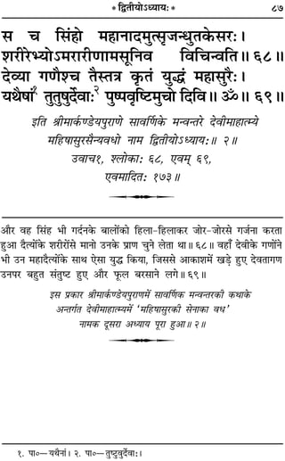 87
‚ ø Á‚¢„ÔÙ ◊„ÔÊŸÊŒ◊Èà‚Î¡ãäÊÈÃ∑§‚⁄U—–
‡Ê⁄UË⁄UèÿÙ˘◊⁄UÊ⁄UËáÊÊ◊‚ÍÁŸﬂ ÁﬂÁøãﬂÁÃH 68H
Œ√ÿÊ ªáÊÒ‡ø ÃÒSÃòÊ ∑Î§Ã¢ ÿÈh¢ ◊„ÔÊ‚È⁄UÒ—–
ÿÕÒ·Ê¢1
ÃÈÃÈ·ÈŒ¸ﬂÊ—2
¬Èc¬ﬂÎÁc≈U◊ÈøÙ ÁŒÁﬂH ˙H 69H
ßÁÃ üÊË◊Ê∑¸§á«Uÿ¬È⁄UÊáÙ ‚ÊﬂÌáÊ∑§ ◊ãﬂãÃ⁄U ŒﬂË◊Ê„ÔÊàêÿ
◊Á„U·Ê‚È⁄U‚ÒãÿﬂœÙ ŸÊ◊ ÁmÃËÿÙ˘äÿÊÿ—H 2H
©UﬂÊø1, ‡‹Ù∑§Ê— 68, ∞ﬂ◊˜˜ 69,
∞ﬂ◊ÊÁŒÃ— 173H
U
* ÁmÃËÿÙ˘äÿÊÿ—*
•ÊÒ⁄U ﬂ„U Á‚¢„U ÷Ë ªŒ¸Ÿ∑§ ’Ê‹Ê¥∑§Ê Á„U‹Ê-Á„U‹Ê∑§⁄U ¡Ê⁄U-¡Ê⁄U‚ ª¡¸ŸÊ ∑§⁄UÃÊ
„ÈU•Ê ŒÒàÿÊ¥∑§ ‡Ê⁄UË⁄UÊ¥‚ ◊ÊŸÊ ©UŸ∑§ ¬˝ÊáÊ øÈŸ ‹ÃÊ ÕÊH 68H ﬂ„UÊ° ŒﬂË∑§ ªáÊÊ¥Ÿ
÷Ë ©UŸ ◊„UÊŒÒàÿÊ¥∑§ ‚ÊÕ ∞‚Ê ÿÈh Á∑§ÿÊ, Á¡‚‚ •Ê∑§Ê‡Ê◊¥ π«∏U „ÈU∞ ŒﬂÃÊªáÊ
©UŸ¬⁄U ’„ÈUÃ ‚¢ÃÈc≈U „ÈU∞ •ÊÒ⁄U »Í§‹ ’⁄U‚ÊŸ ‹ªH 69H
ß‚ ¬˝∑§Ê⁄U üÊË◊Ê∑¸§á«Uÿ¬È⁄UÊáÊ◊¥ ‚ÊﬂÌáÊ∑§ ◊ãﬂãÃ⁄U∑§Ë ∑§ÕÊ∑§
•ãÃª¸Ã ŒﬂË◊Ê„UÊàêÿ◊¥ “◊Á„U·Ê‚È⁄U∑§Ë ‚ŸÊ∑§Ê ﬂœ”
ŸÊ◊∑§ ŒÍ‚⁄UÊ •äÿÊÿ ¬Í⁄UÊ „ÈU•ÊH 2H
U
1. ¬Ê0óÿÕÒŸÊ¢– 2. ¬Ê0óÃÈc≈ÈUﬂÈŒ¸ﬂÊ—–
 