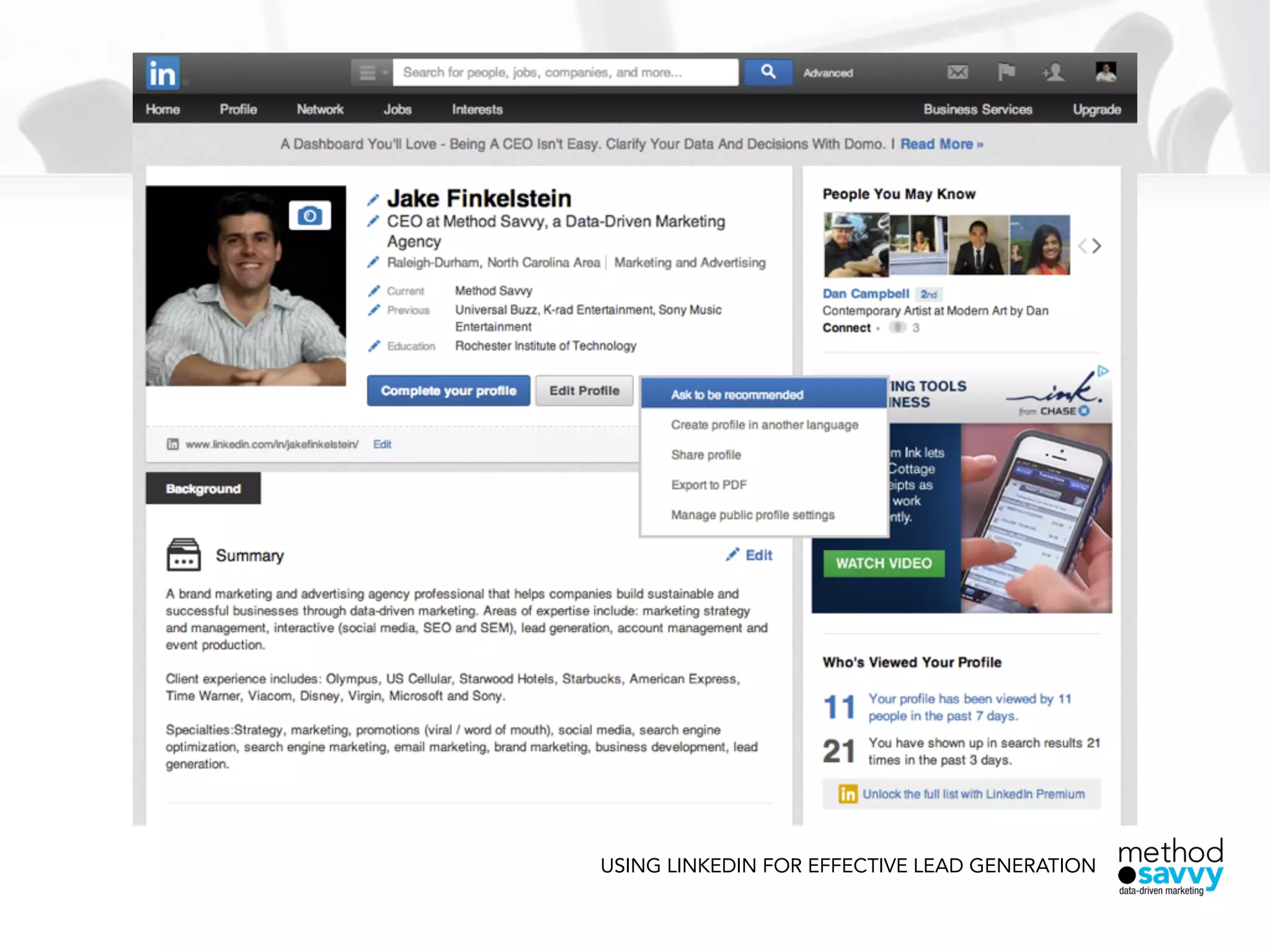 USING LINKEDIN FOR EFFECTIVE LEAD GENERATION
 