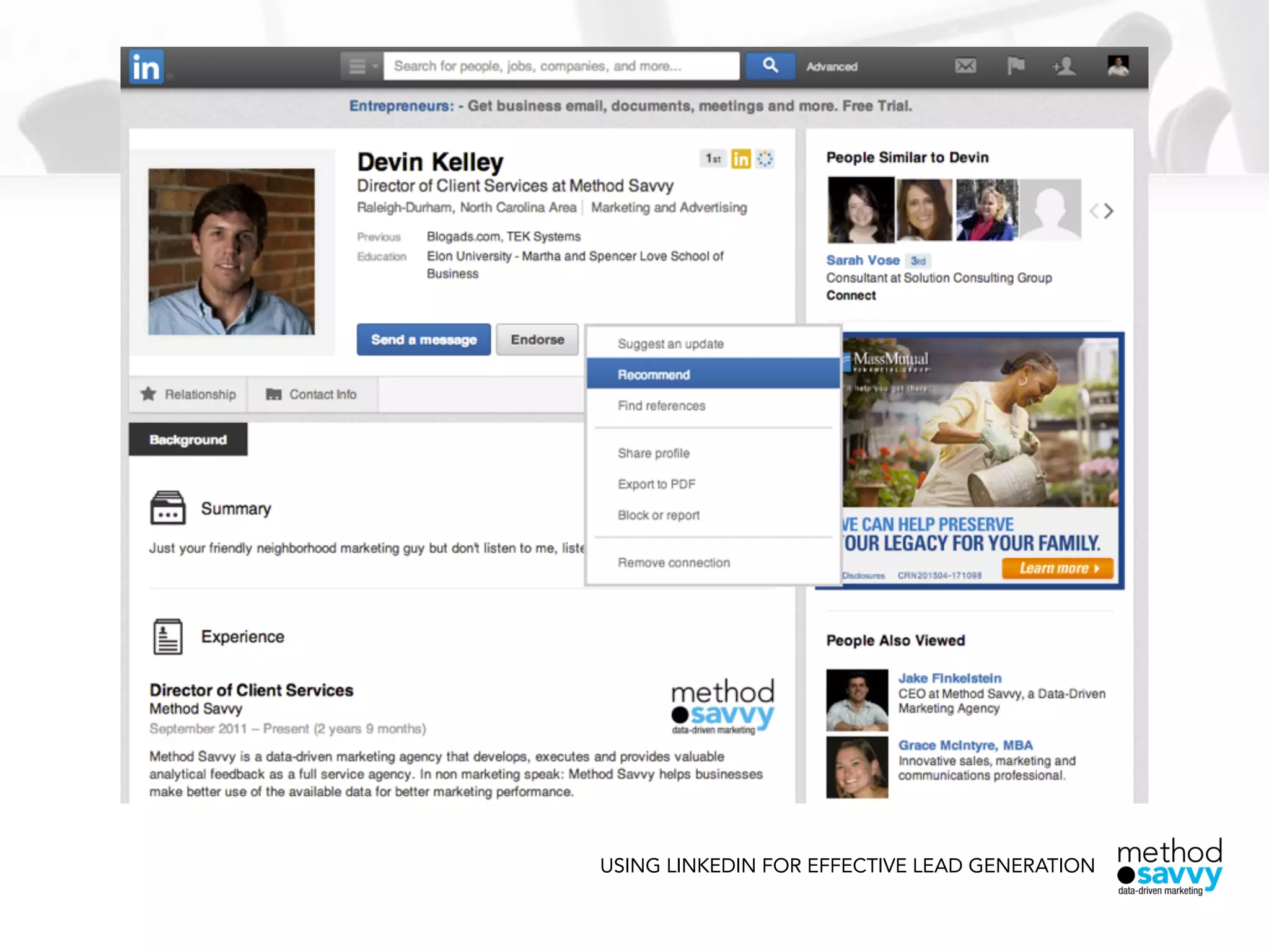 USING LINKEDIN FOR EFFECTIVE LEAD GENERATION
 
