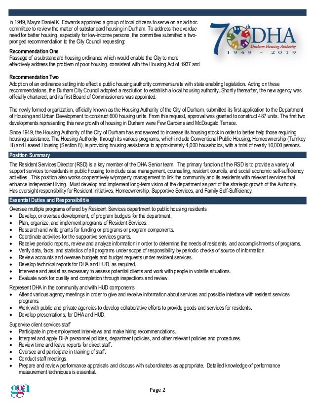 Durham Housing Authority Resident Services DirectorPD
