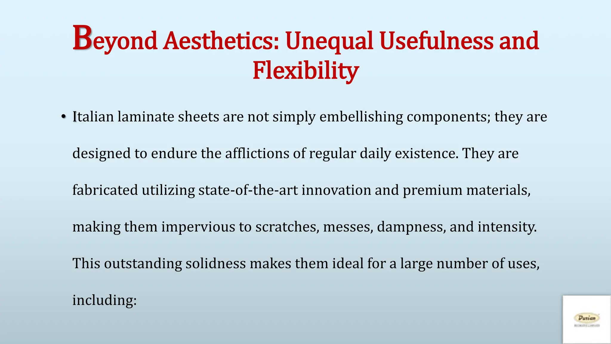 The Charm of Italian Laminate Sheets Benefit PPT