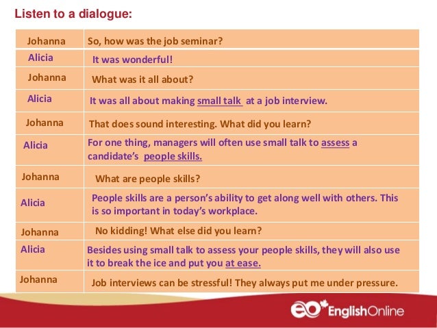 job interview dialogue
