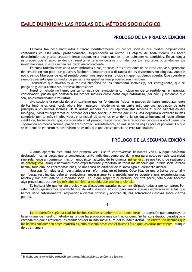 Durkheim las reglas del metodo sociologico Durkheim las reglas del metodo sociologico