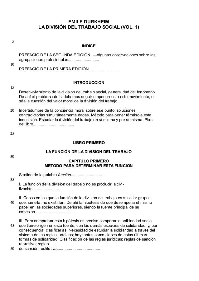 Durkheim emile la division del trabajo social