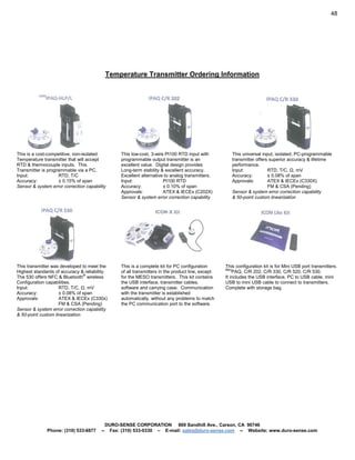 Duro-Sense Temperature Sensor Catalog | PDF