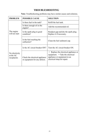 DuroMax XP10000E Generator Owners Manual