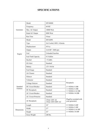 DuroMax XP10000E Generator Owners Manual