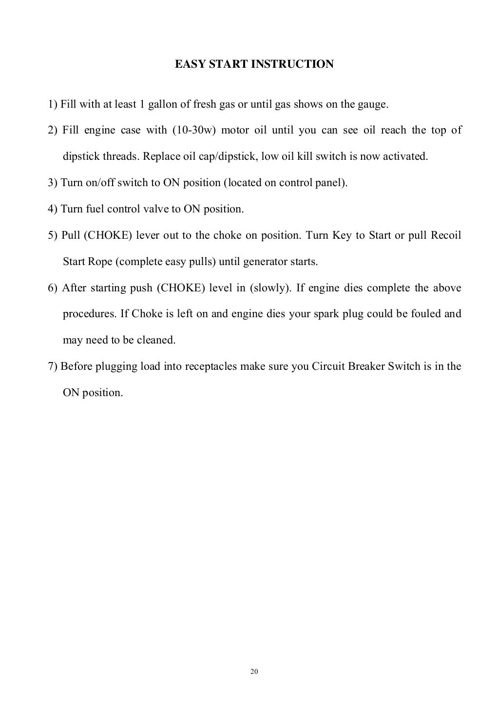 DuroMax XP10000E Generator Owners Manual