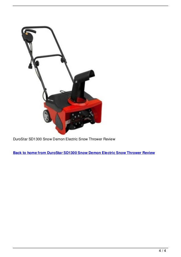 DuroStar SD1300 Snow Demon Electric Snow Thrower Review