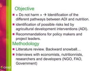 What risks do agricultural interventions entail for nutrition? A literature review and recent results from West Africa